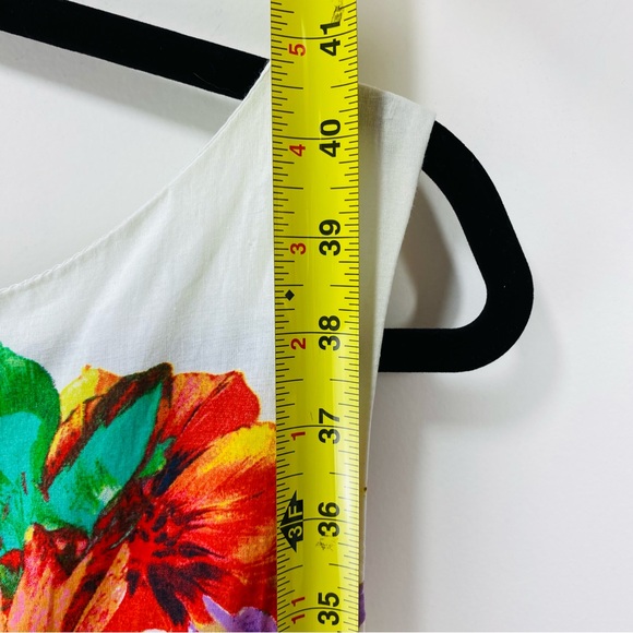 Robbie Bee Sundress Dress Women 10 Ivory Yellow Floral New Sleeveless Belted - Picture 10 of 10